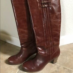 Frye 7.5 Nora knee high boots in cognac brown